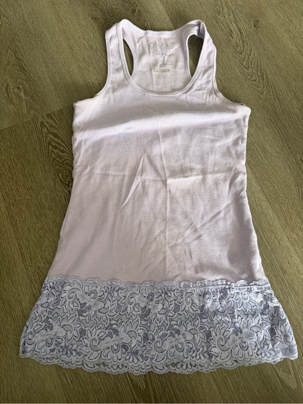 Vintage Y2K garage Light Lavender Lace-Hem Racerback Tank